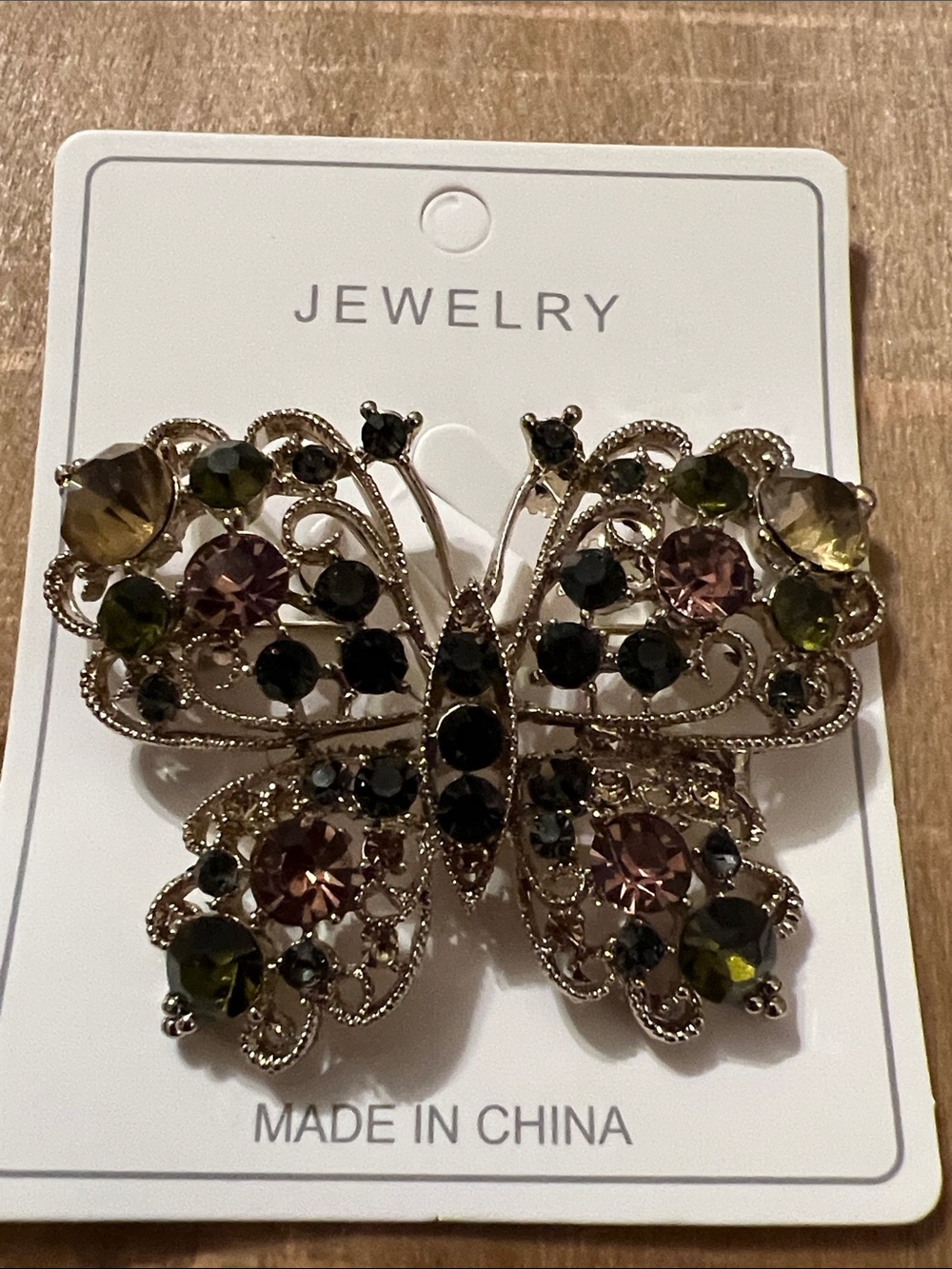 3/$18 Butterfly Crystal Brooch — Multicolor Accent Jewelry - Lot 404